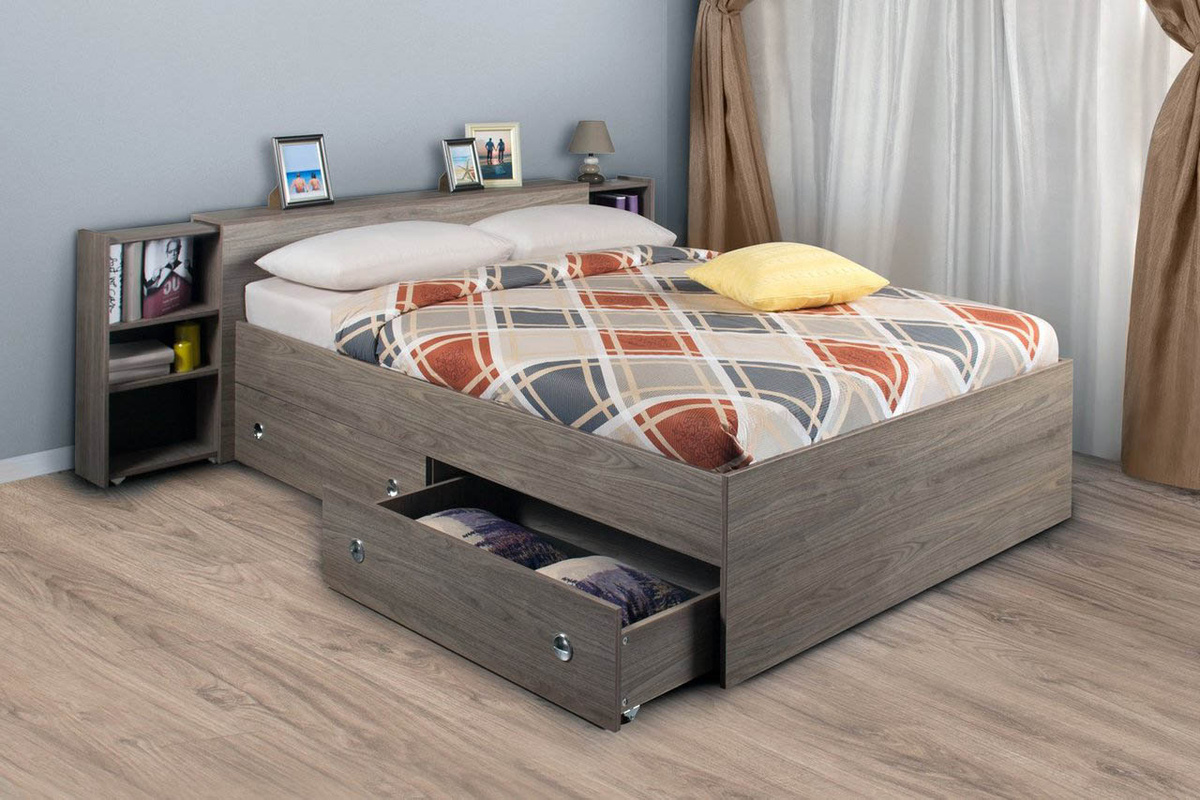 Кровать с двумя ящиками, выдвижными тумбами "Мокко" - фото 1